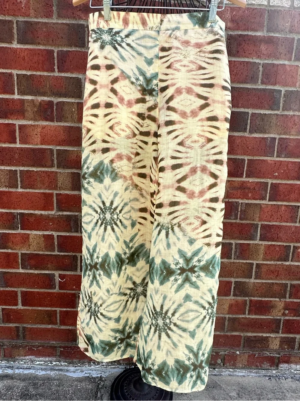 Zara Palazzo-Style Pants Sheer Wide Leg Swimwear Cover-up Trouser Beachy Tie-Dye